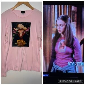 ASO Rory Gilmore Pink Long Sleeve Tee XL Y2K